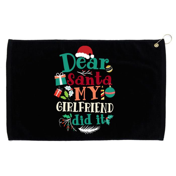 Dear Santa My Girlfriend Did It Funny Christmas Pajama Grommeted Golf Towel