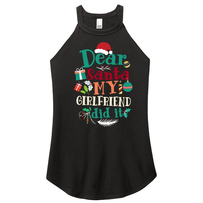 Dear Santa My Girlfriend Did It Funny Christmas Pajama Women's Perfect Tri Rocker Tank