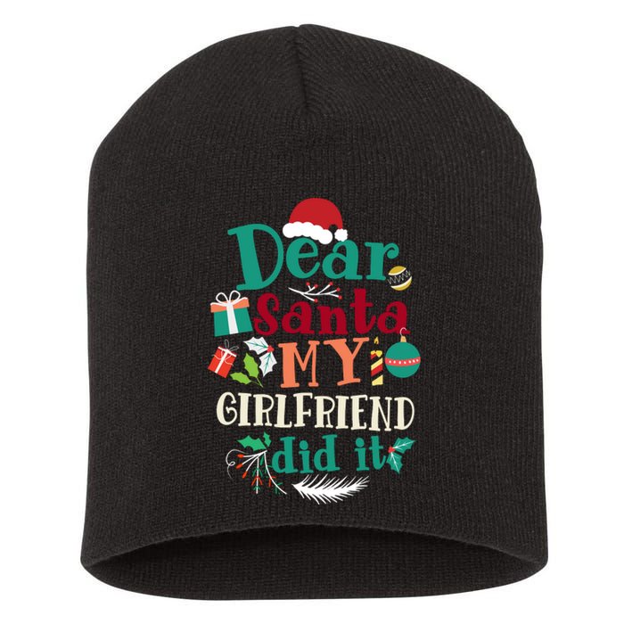 Dear Santa My Girlfriend Did It Funny Christmas Pajama Short Acrylic Beanie