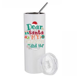 Dear Santa My Girlfriend Did It Funny Christmas Pajama Stainless Steel Tumbler