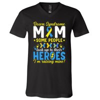 Down Syndrome Mom T21 Trisomy 21 Down Syndrome Awareness V-Neck T-Shirt