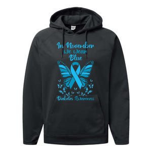 Diabetes Support November Blue Diabetes Awareness Performance Fleece Hoodie