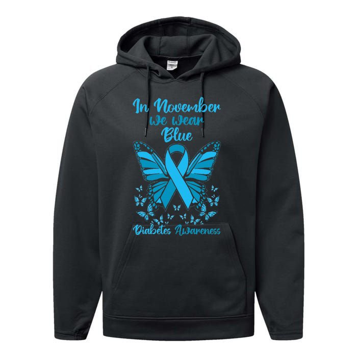 Diabetes Support November Blue Diabetes Awareness Performance Fleece Hoodie