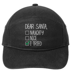 Dear Santa Nice Naughty I Tried Christmas List Xmas Santa 7-Panel Snapback Hat