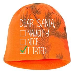 Dear Santa Nice Naughty I Tried Christmas List Xmas Santa Kati - Camo Knit Beanie