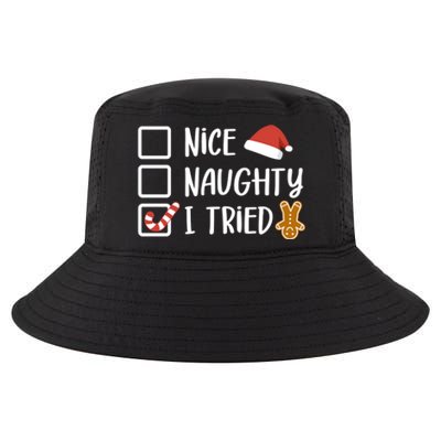 Dear Santa Nice Naughty I Tried Christmas List Xmas Santa Cool Comfort Performance Bucket Hat