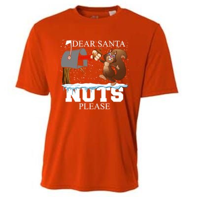 Dear Santa Nuts Please Christmas Squirrel Gift Cooling Performance Crew T-Shirt