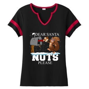 Dear Santa Nuts Please Christmas Squirrel Gift Ladies Halftime Notch Neck Tee