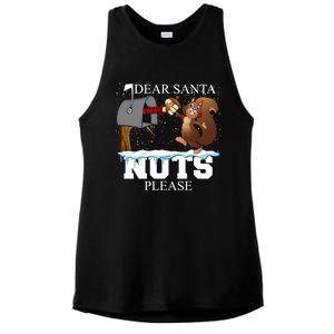 Dear Santa Nuts Please Christmas Squirrel Gift Ladies PosiCharge Tri-Blend Wicking Tank