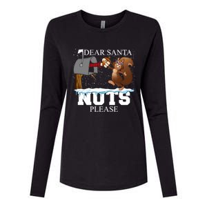 Dear Santa Nuts Please Christmas Squirrel Gift Womens Cotton Relaxed Long Sleeve T-Shirt