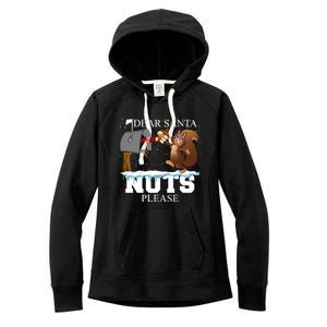 Dear Santa Nuts Please Christmas Squirrel Gift Women's Fleece Hoodie