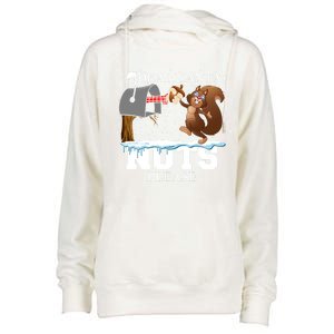 Dear Santa Nuts Please Christmas Squirrel Gift Womens Funnel Neck Pullover Hood