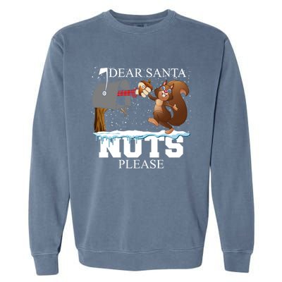 Dear Santa Nuts Please Christmas Squirrel Gift Garment-Dyed Sweatshirt