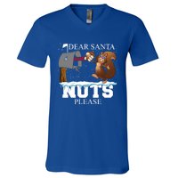 Dear Santa Nuts Please Christmas Squirrel Gift V-Neck T-Shirt