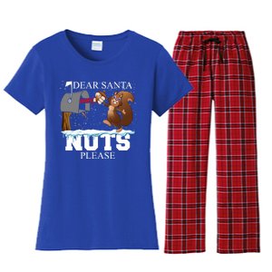 Dear Santa Nuts Please Christmas Squirrel Gift Women's Flannel Pajama Set