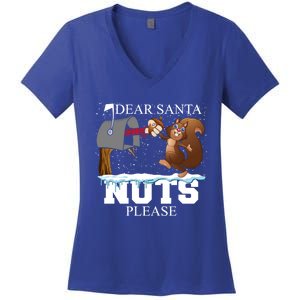 Dear Santa Nuts Please Christmas Squirrel Gift Women's V-Neck T-Shirt