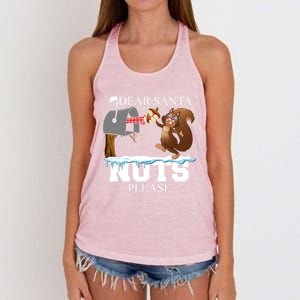 Dear Santa Nuts Please Christmas Squirrel Gift Women's Knotted Racerback Tank