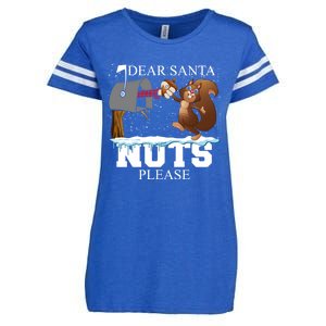 Dear Santa Nuts Please Christmas Squirrel Gift Enza Ladies Jersey Football T-Shirt