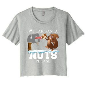 Dear Santa Nuts Please Christmas Squirrel Gift Women's Crop Top Tee