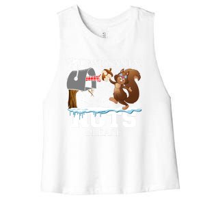 Dear Santa Nuts Please Christmas Squirrel Gift Women's Racerback Cropped Tank