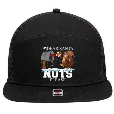 Dear Santa Nuts Please Christmas Squirrel Great Gift 7 Panel Mesh Trucker Snapback Hat