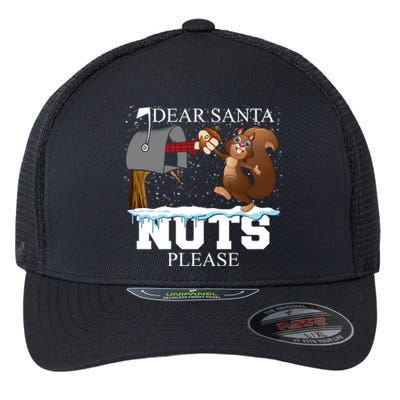 Dear Santa Nuts Please Christmas Squirrel Great Gift Flexfit Unipanel Trucker Cap