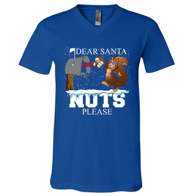 Dear Santa Nuts Please Christmas Squirrel Great Gift V-Neck T-Shirt