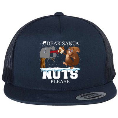 Dear Santa Nuts Please Christmas Squirrel Great Gift Flat Bill Trucker Hat