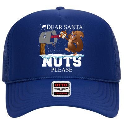 Dear Santa Nuts Please Christmas Squirrel Great Gift High Crown Mesh Back Trucker Hat