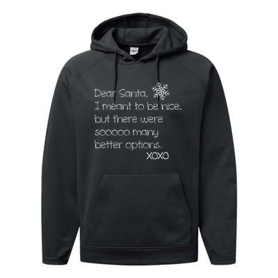 Dear Santa Naughty Christmas  Performance Fleece Hoodie