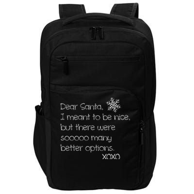 Dear Santa Naughty Christmas  Impact Tech Backpack