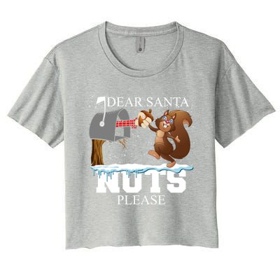 Dear Santa Nuts Please Christmas Squirrel Meaningful Gift Women's Crop Top Tee