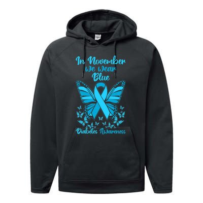 Diabetes Support November Blue Diabetes Awareness Performance Fleece Hoodie