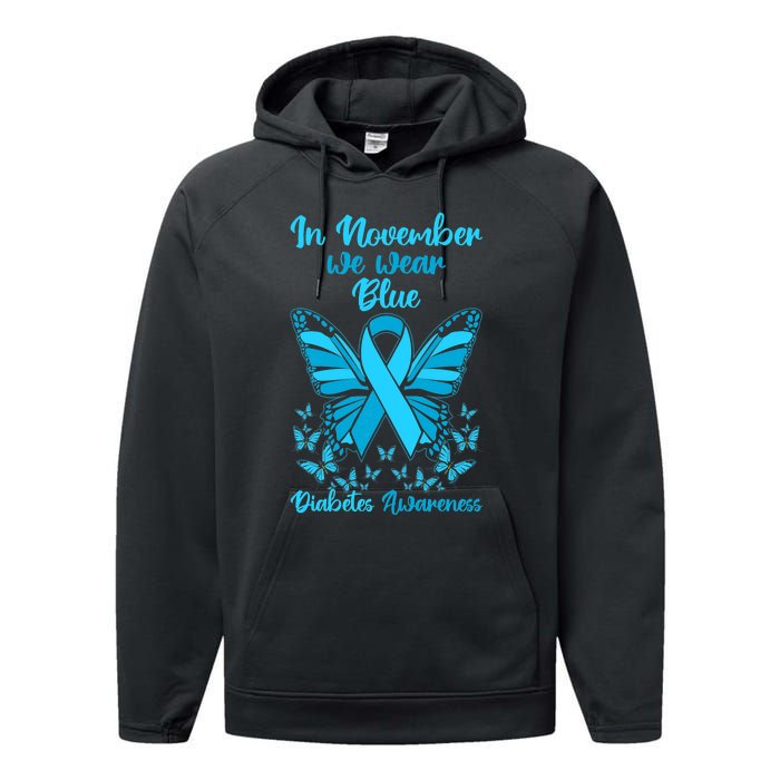 Diabetes Support November Blue Diabetes Awareness Performance Fleece Hoodie