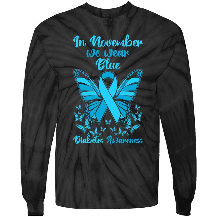 Diabetes Support November Blue Diabetes Awareness Tie-Dye Long Sleeve Shirt