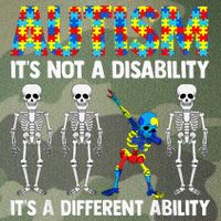 Dabbing Skeleton Not A Disability ASD Awareness Legacy Tie Dye Trucker Hat