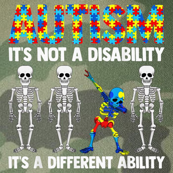 Dabbing Skeleton Not A Disability ASD Awareness Legacy Tie Dye Trucker Hat