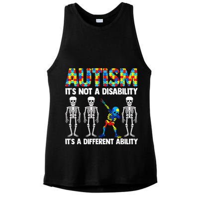 Dabbing Skeleton Not A Disability ASD Awareness Ladies PosiCharge Tri-Blend Wicking Tank