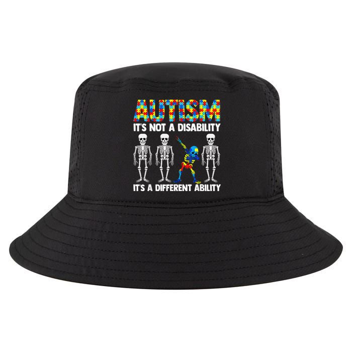 Dabbing Skeleton Not A Disability ASD Awareness Cool Comfort Performance Bucket Hat
