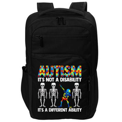 Dabbing Skeleton Not A Disability ASD Awareness Impact Tech Backpack