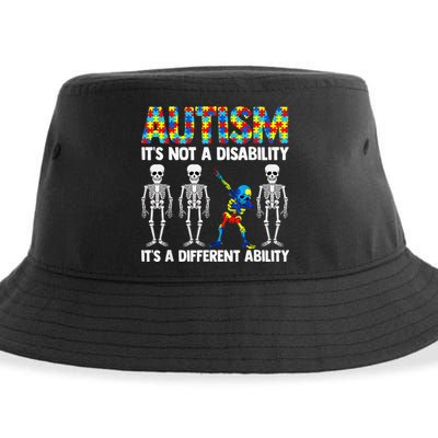 Dabbing Skeleton Not A Disability ASD Awareness Sustainable Bucket Hat