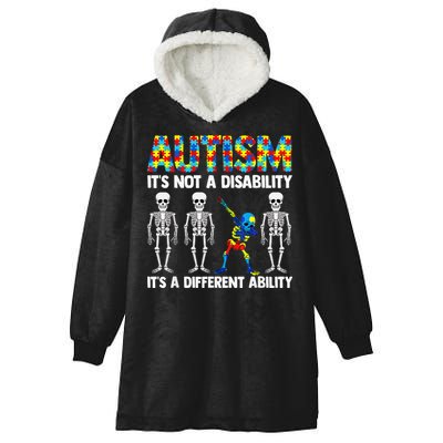Dabbing Skeleton Not A Disability ASD Awareness Hooded Wearable Blanket