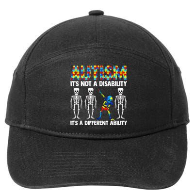 Dabbing Skeleton Not A Disability ASD Awareness 7-Panel Snapback Hat