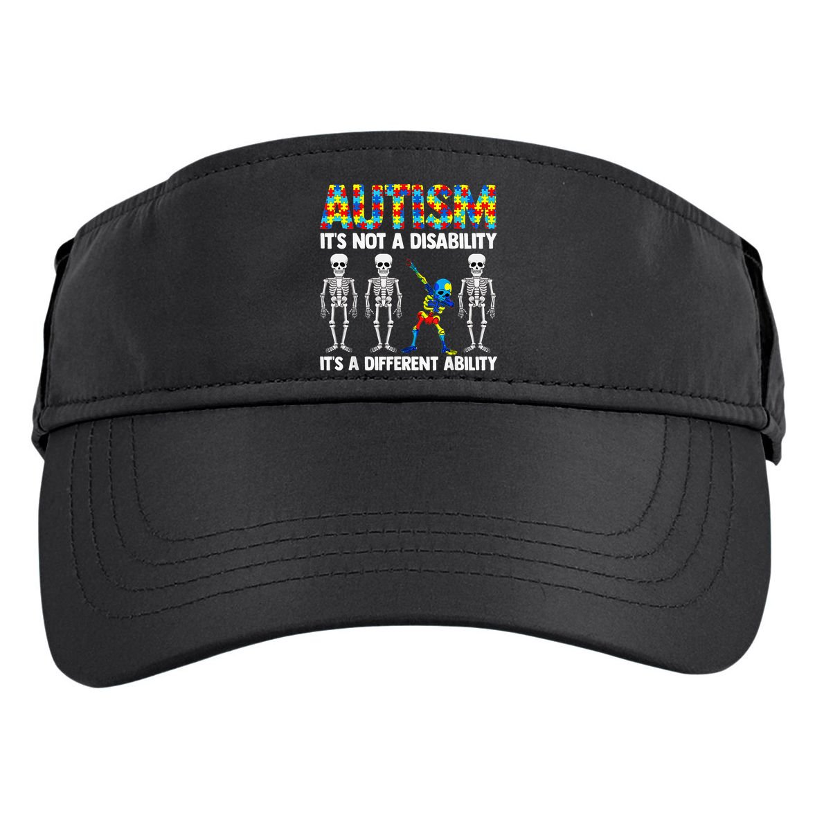 Dabbing Skeleton Not A Disability ASD Awareness Adult Drive Performance Visor
