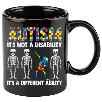 Dabbing Skeleton Not A Disability ASD Awareness 11oz C Handle Ceramic Mug