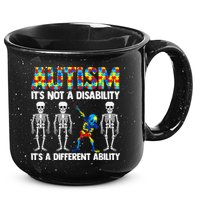 Dabbing Skeleton Not A Disability ASD Awareness 15oz Campfire Ceramic Mug