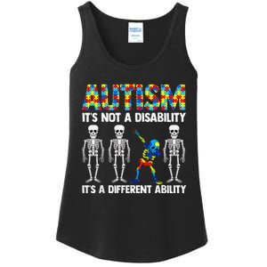 Dabbing Skeleton Not A Disability ASD Awareness Ladies Essential Tank