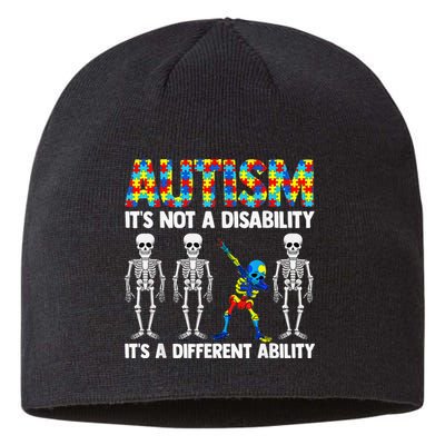 Dabbing Skeleton Not A Disability ASD Awareness Sustainable Beanie