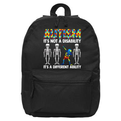 Dabbing Skeleton Not A Disability ASD Awareness 16 in Basic Backpack