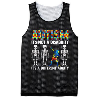 Dabbing Skeleton Not A Disability ASD Awareness Mesh Reversible Basketball Jersey Tank